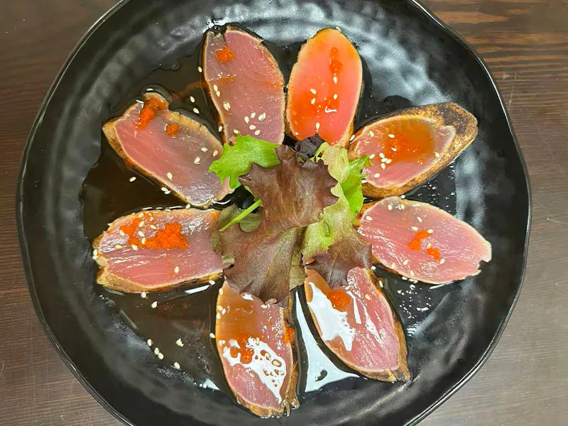 Seared tuna sashimi with tobiko at Pokebowl Express & Asian Cuisine, an Asian Restaurant in Pittsburgh
